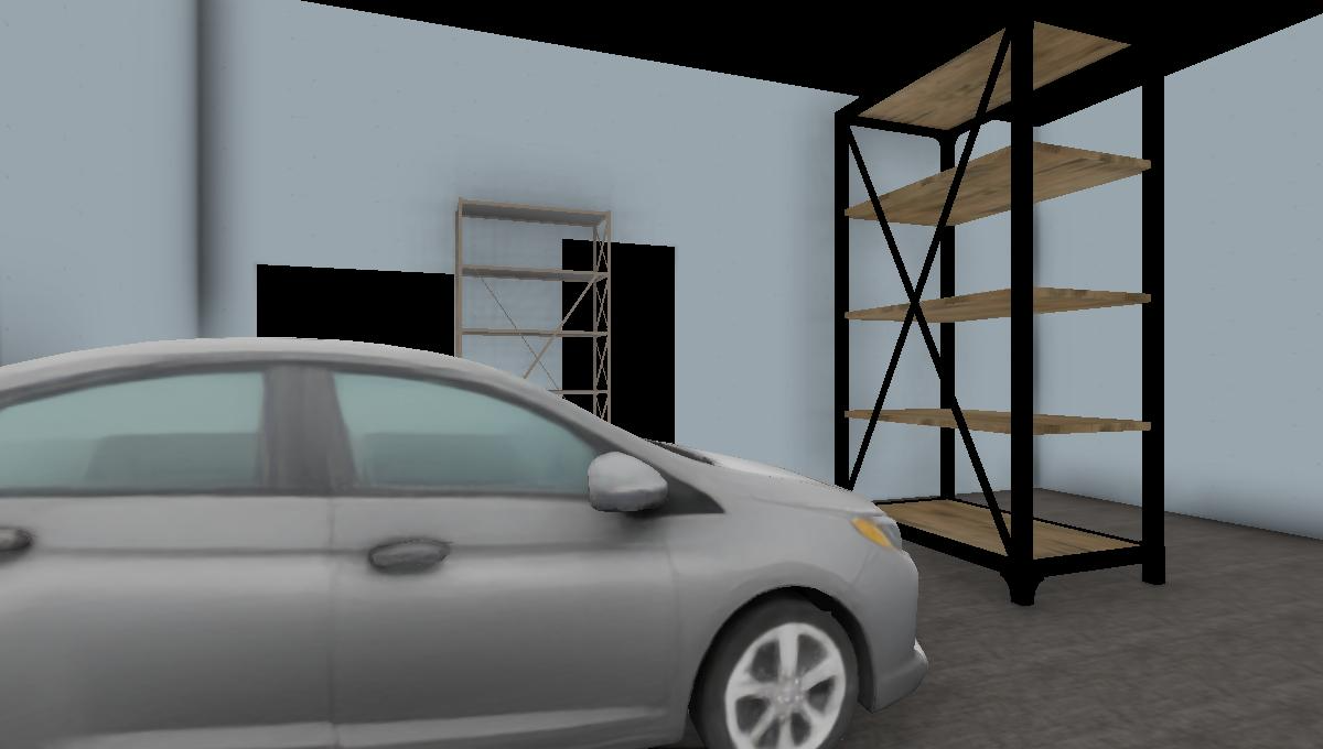 Generated furniture scene example: garage.